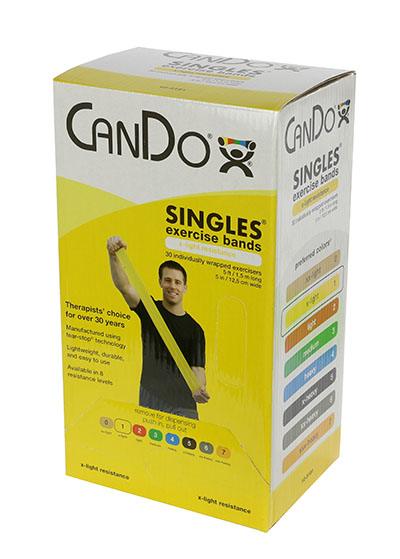 10-5181 30 Piece Cando Exercise Band 5 ft. Singles Dispenser, Yellow