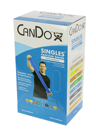 10-5184 30 Piece Cando Exercise Band 5 ft. Singles Dispenser, Blue