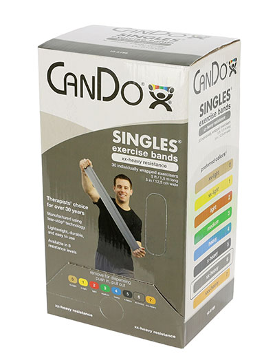 10-5186 30 Piece Cando Exercise Band 5 ft. Singles Dispenser, Silver