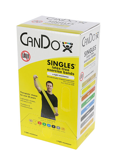 10-5741 30 Piece Cando Exercise Band 5 ft. Singles Dispenser, Yellow