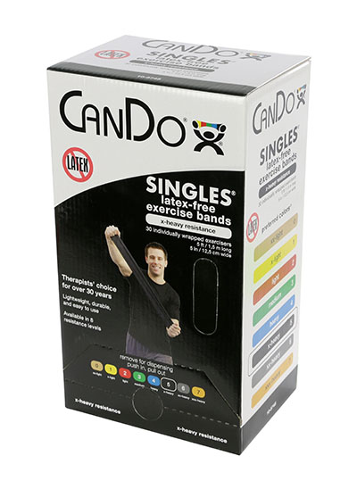 10-5745 30 Piece Cando Exercise Band 5 ft. Singles Dispenser, Black