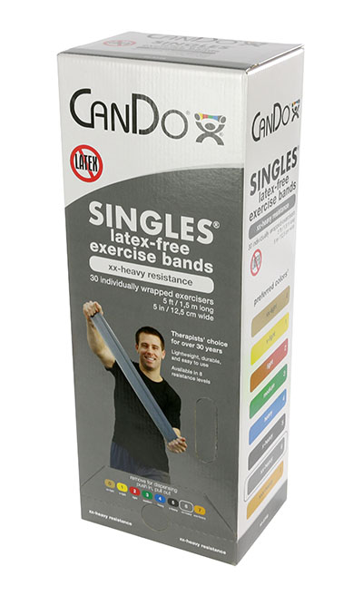 10-5746 30 Piece Cando Exercise Band 5 ft. Singles Dispenser, Silver