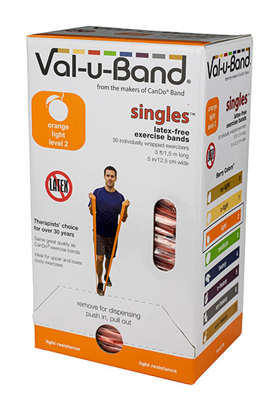 10-6172 5 ft. Singles Val-U-Band Exercise Band, Orange 2 - 30 Each