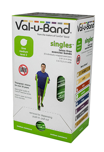 10-6173 5 ft. Singles Val-U-Band Exercise Band, Lime 3 - 30 Each