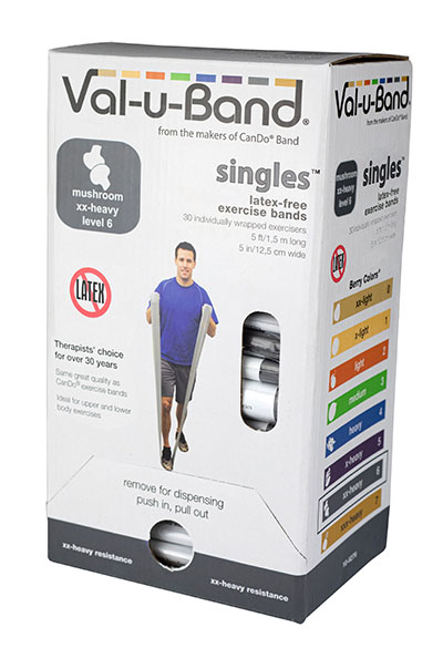 10-6176 5 ft. Singles Val-U-Band Exercise Band, Mushroom 6 - 30 Each