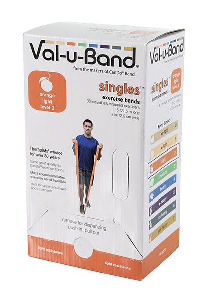 Val-U-Band Exercise Band, 5 ft. Singles Dispenser, Orange 2 -30 Piece