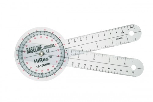 8 in. Baseline Hires 360 Degree Clear Plastic Goniometer - 25 Each
