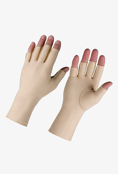 Picture of Fabrication Enterprises 24-8660R Hatch Edema Glove - 0.75 in. Finger Over The Wrist&#44; Right - Extra Small