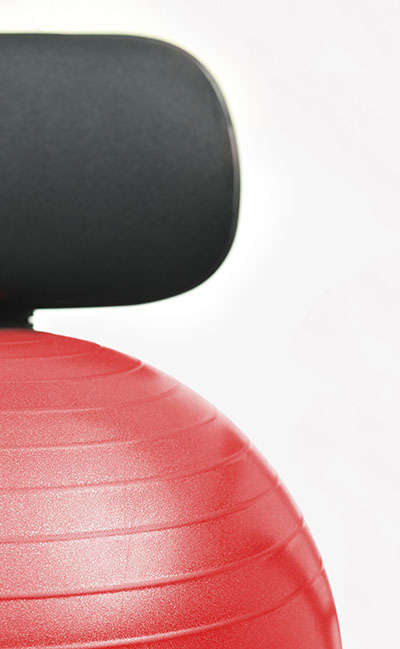 Cando Metal Mobile Ball Stabilizer Chair With O Arms Ball, Red