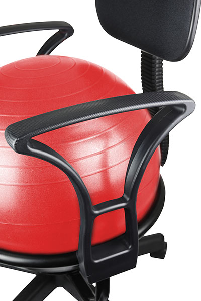 Cando Metal Mobile Ball Stabilizer Chair With Arms Ball, Red