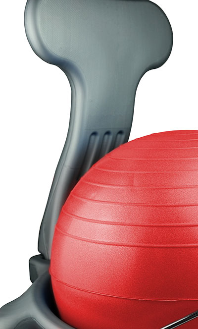 Fabrication Enterprises 30-1795R Cando Plastic Mobile Ball Chair With Back With O Arms Ball; Red - Child