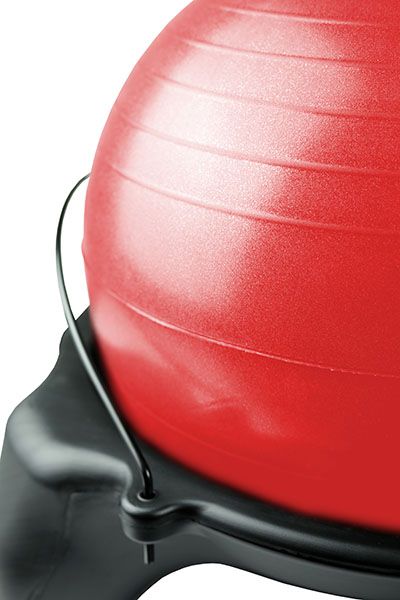 Cando Plastic Exercise Ball Stool & Trainer With Locking Casters Ball, Red