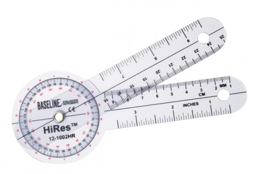 12-1002HR-25 6 in. Baseline Hires 360 Degree Clear Plastic Goniometer - 25 Each