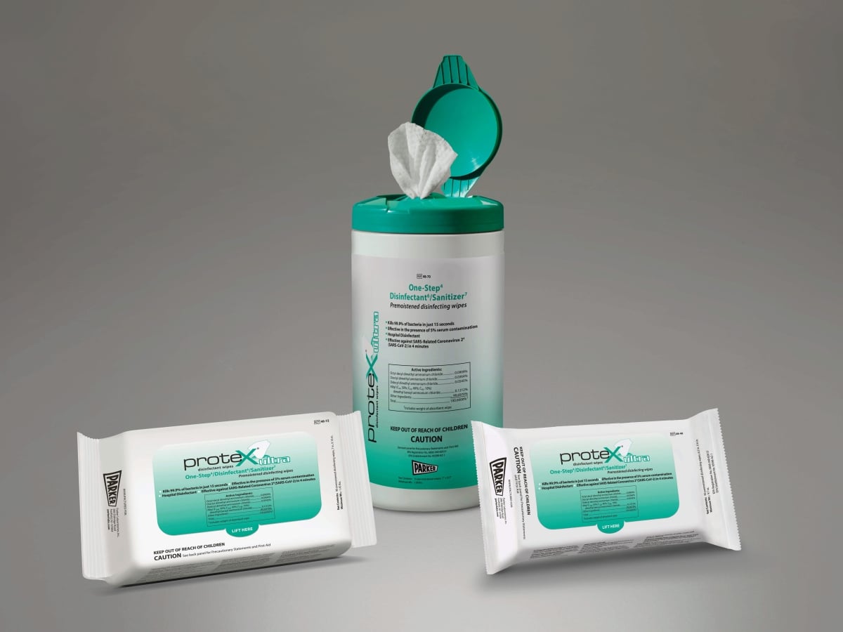 Protex 15-1184-1 7 x 10 in. Ultra Disinfectant Wipes - Canister of 80