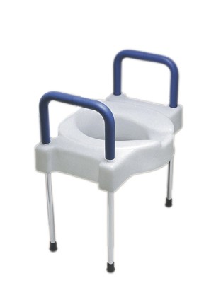Deluxe Elevated Toilet Seat - White - Adjustable Height - Arm Support