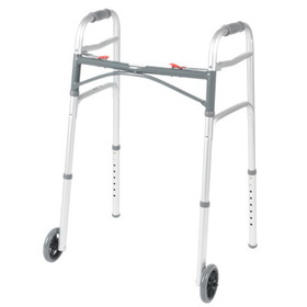 Junior Folding 2-Button Walker - 5 in. Wheels-Glides
