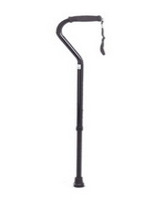 Offset Handle Adjustable Aluminum Cane, Black
