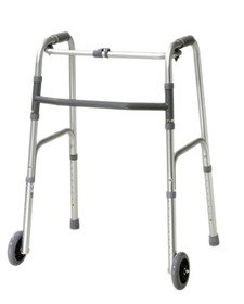 Adult Folding 2-Button Walker, 5 in. Wheels-Glides - Pack of 4