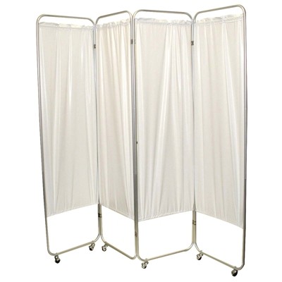 Picture of Fabrication Enterprises 65-0110W 6 mm Thick Standard 3-Panel Privacy Screen with Casters&#44; Vinyl&#44; White