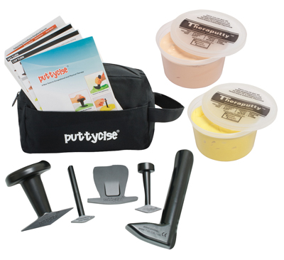 10-2850 2 x 1 lbs Yellow & Tan Puttycise Theraputty Tool with Carry Bag, 5 Piece
