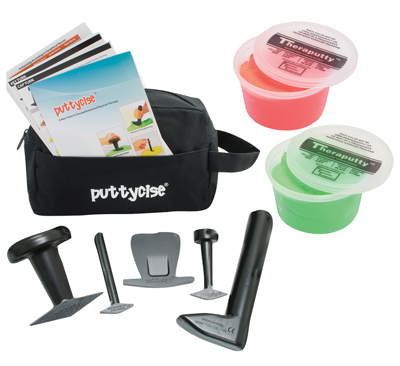 10-2851 2 x 1 lbs Red & Green Puttycise Theraputty Tool with Carry Bag, 5 Piece