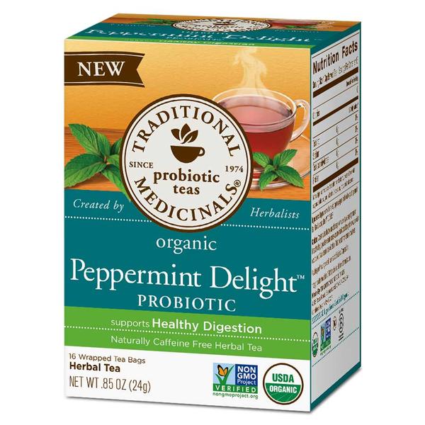 Peppermint Delight Probiotic Organic Tea, 16 Tea Bags