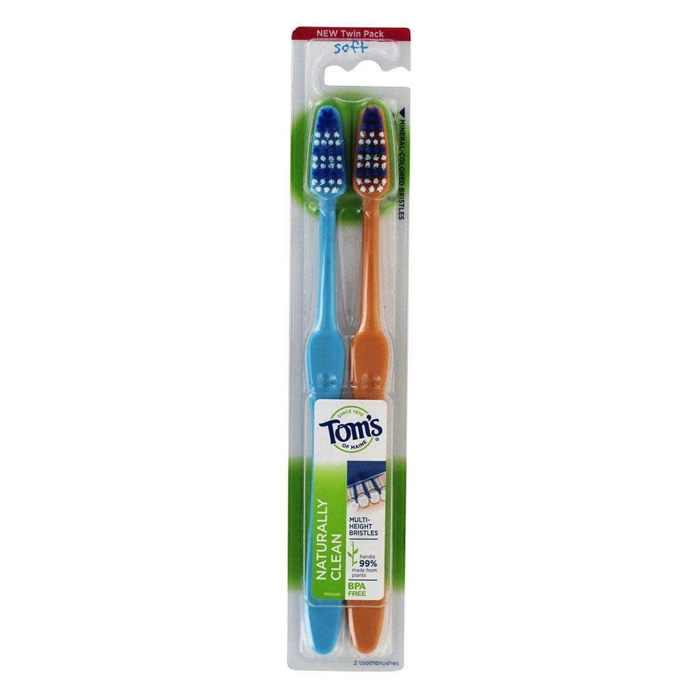 Picture of Toms of Maine 235150 Adult Soft Toothbrushes, Assorted Colors - Twin Pack