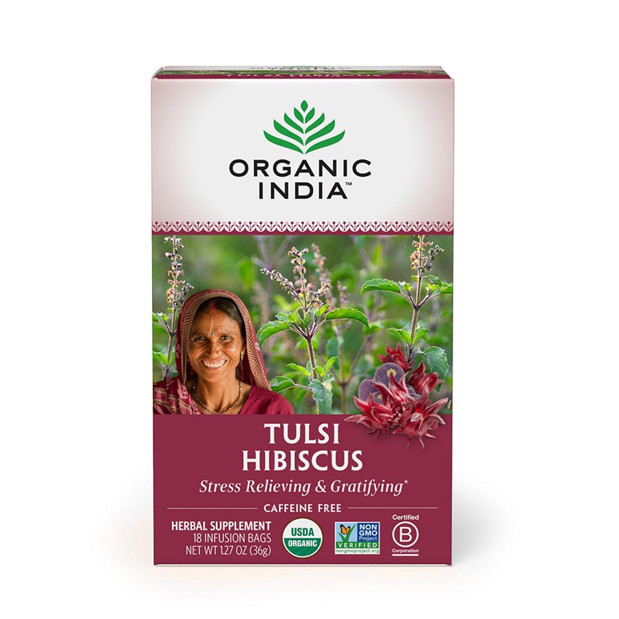Picture of Organic India 234725 Organic India Tulsi Hibiscus Tea - 18 Infusion Bags