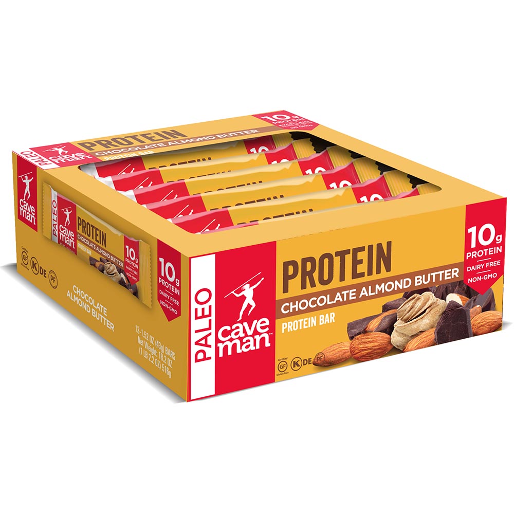 Picture of Caveman Foods 235342 1.4 oz Chocolate Almond Butter Protein Bars - 12 Bars Per Box