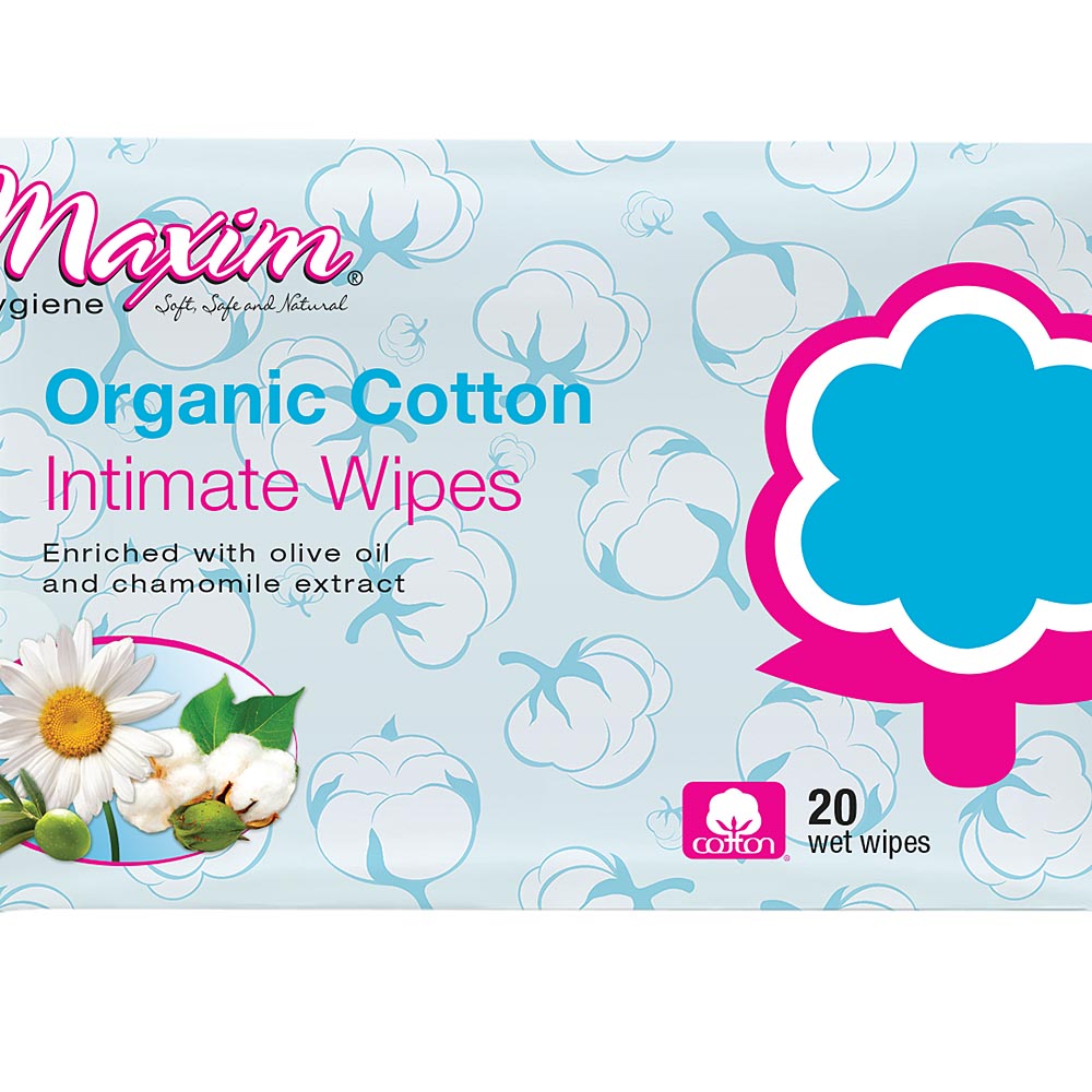 Picture of Maxim Hygiene 235991 100 Percent Certified Organic Cotton Intimate Wipes - 20 Count