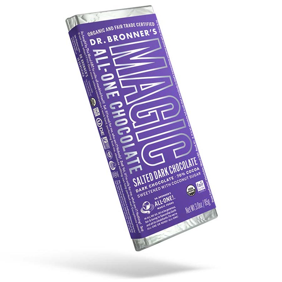 Picture of Dr. Bronners Magic Soaps 237879 3 oz Salted Dark Chocolate Bar