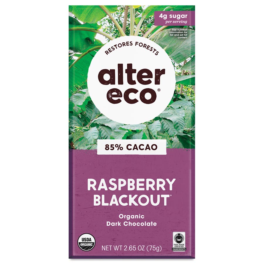 Picture of Alter Eco 237870 2.65 oz Raspberry Blackout Organic Chocolate Bar