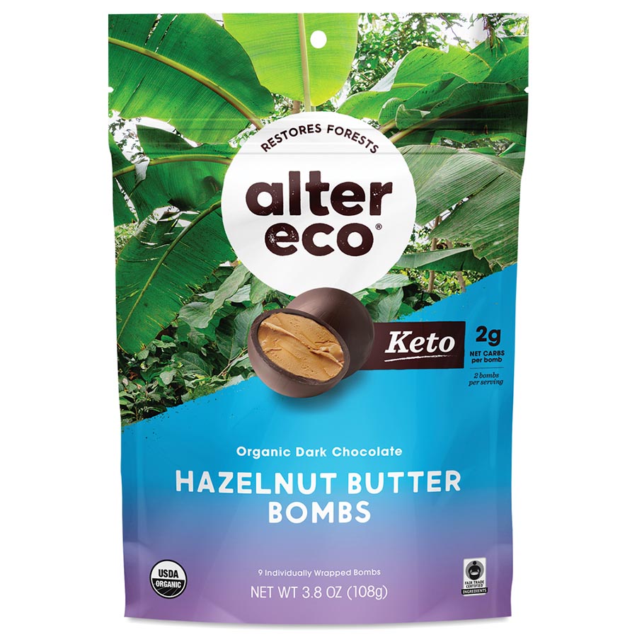 Picture of Alter Eco 237872 3.8 oz Hazelnut Keto Bombs Organic Chocolate&#44; 9 Count