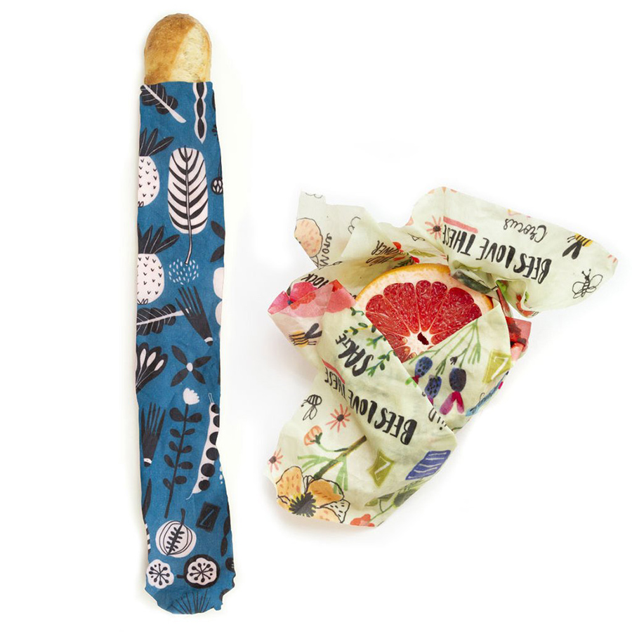 Picture of Z Wraps 236959 Beeswax Wrap&#44; Petals & Pods & Bees Love These Prints - Medium & Extra Large - Pack of 2
