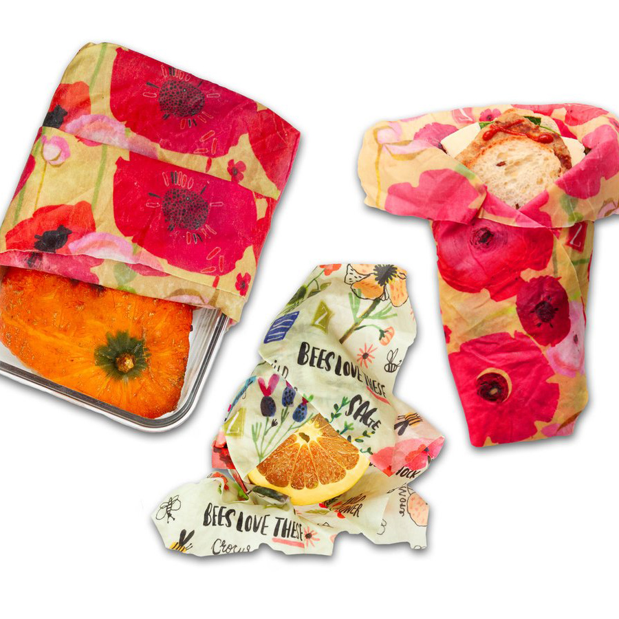 Picture of Z Wraps 236972 Beeswax Wrap&#44; Bees Love These & 2 Painted Poppies Print - Small & Medium - Pack of 3