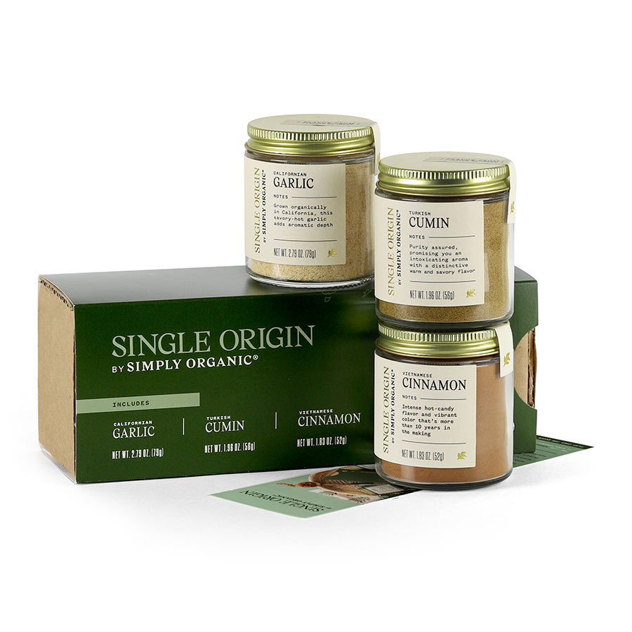 Picture of Simply Organic 19839 6.58 oz Single Origin Garlic&#44; Cumin & Cinnamon&#44; Pack of 3