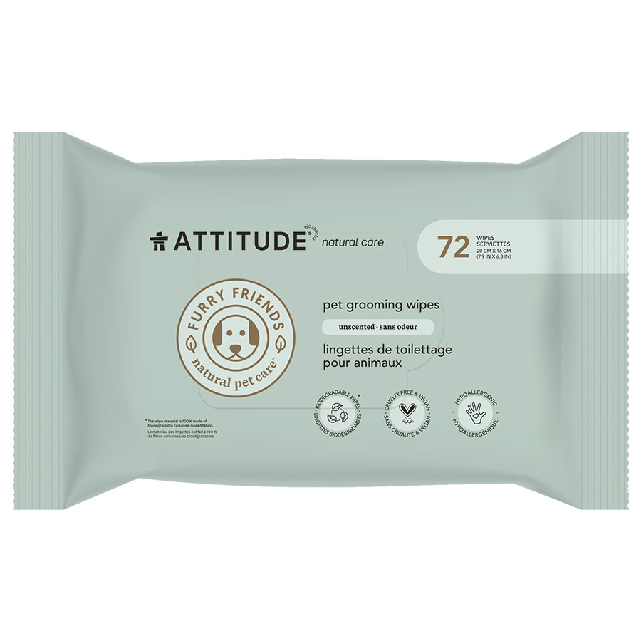 Picture of Attitude 237641 Unscented Deodorizing Pet Bath Wipes, Pack of 72
