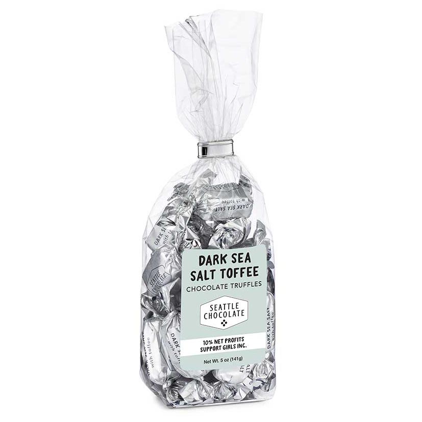 Picture of Seattle Chocolate 238674 5 oz Dark Sea Salt Toffee Gift Bag