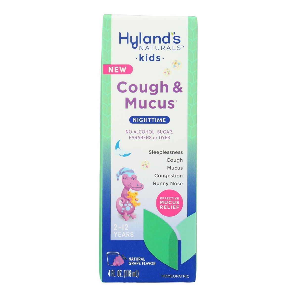 Picture of Hylands 238890 4 fl oz Naturals Kids Cough & Mucus Nighttime Syrup - Grape