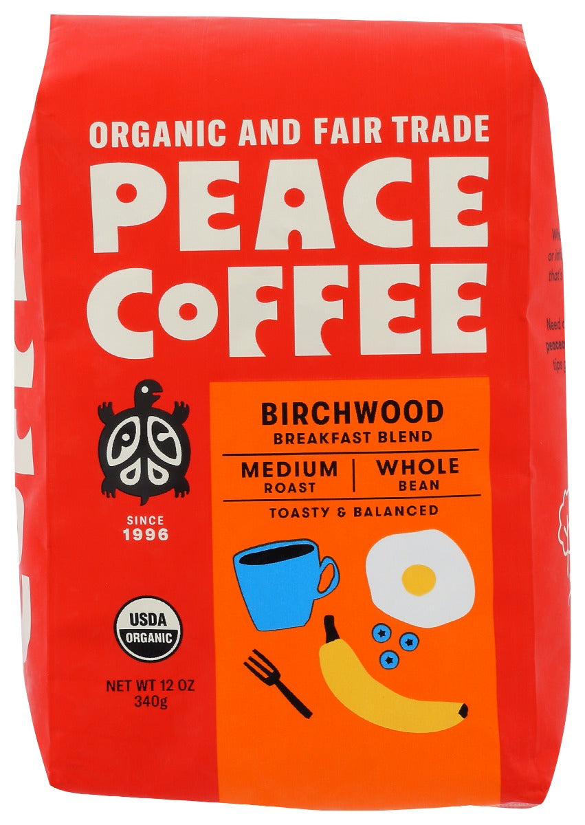 Picture of Peace Coffee 239007 12 oz Organic Fair Trade Birchwood Blend Medium Roast Whole Bean Coffee