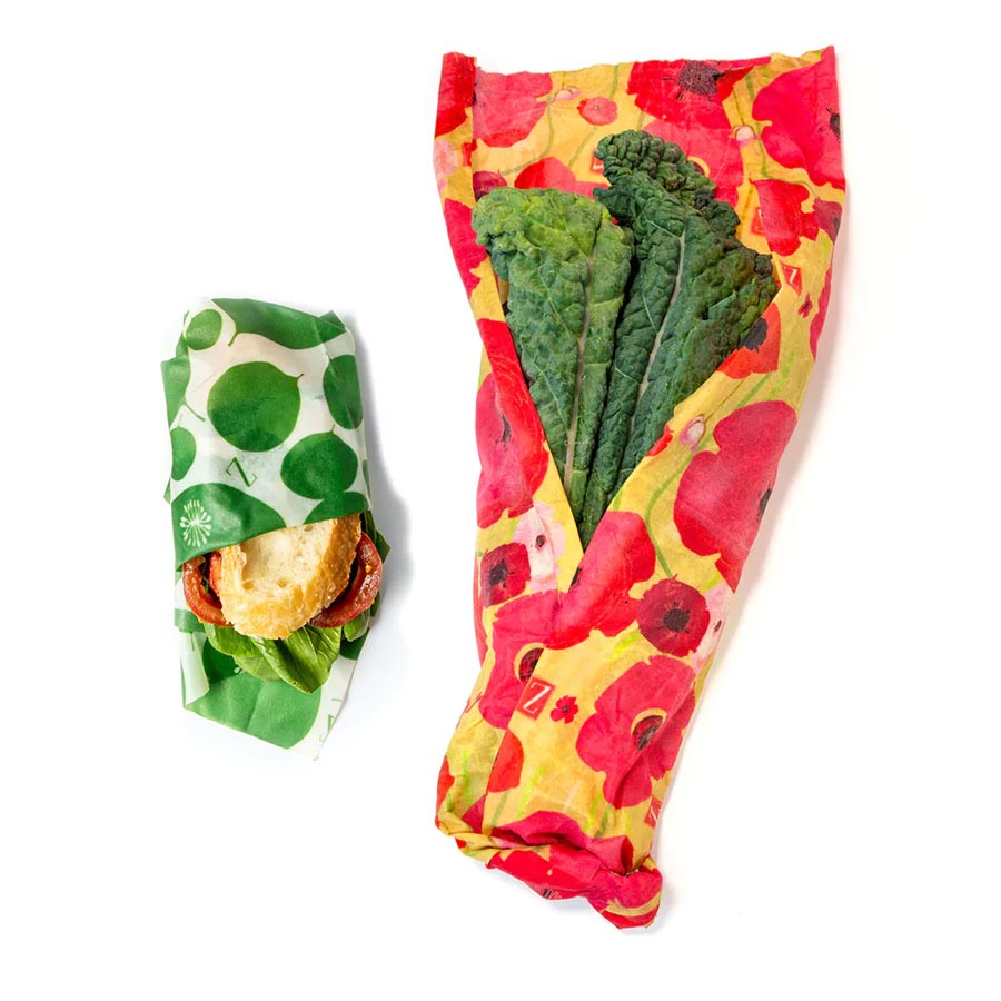 Picture of Bring It 238933 Z Wraps Beeswax Wrap - Leafy Green & Painted Poppy Print - Medium & Extra Large - Pack of 2