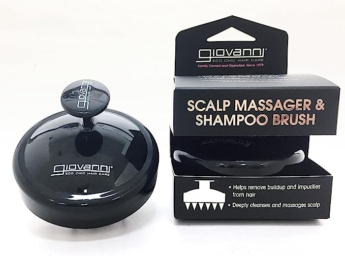 Picture of Giovanni 239444 Scalp Massager & Shampoo Brush with Black Handle & Silicone Teeth - Black