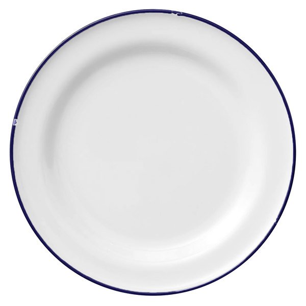 10.75 in. Porcelain Plate  White & Blue