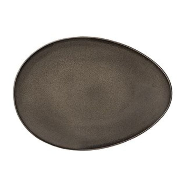 L6753059385 14 in. Rustic Chestnut Oval Eclipse Plate  White -  Oneida