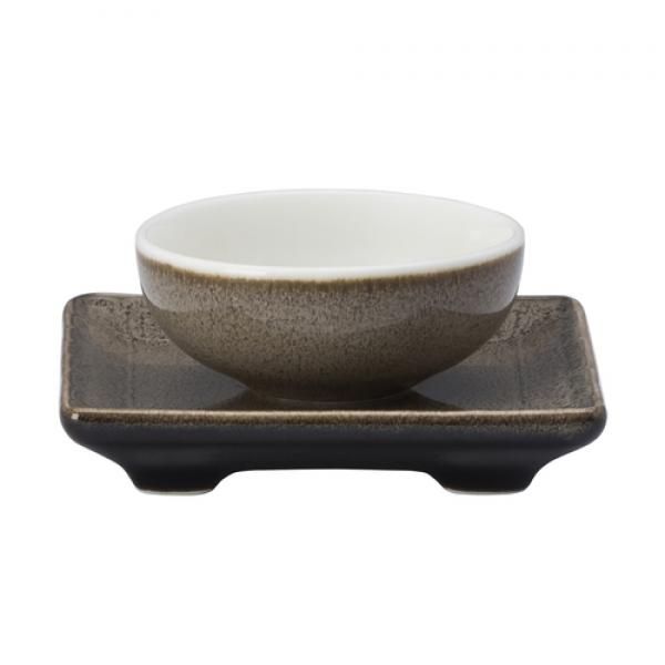 Picture of Oneida L6753059503 3 in. Rectangular Porcelain Chinese Saucer, Chestnut Rustic
