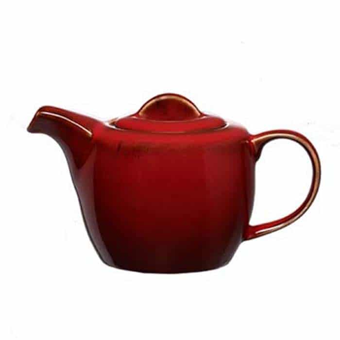 Picture of Oneida L6753074860 14 oz Rustic Crimson Porcelain Teapot  Red