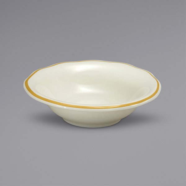 Picture of Buffalo F1560013710 Caprice Scalloped Edge China Fruit Bowl with Manhattan Gold Band