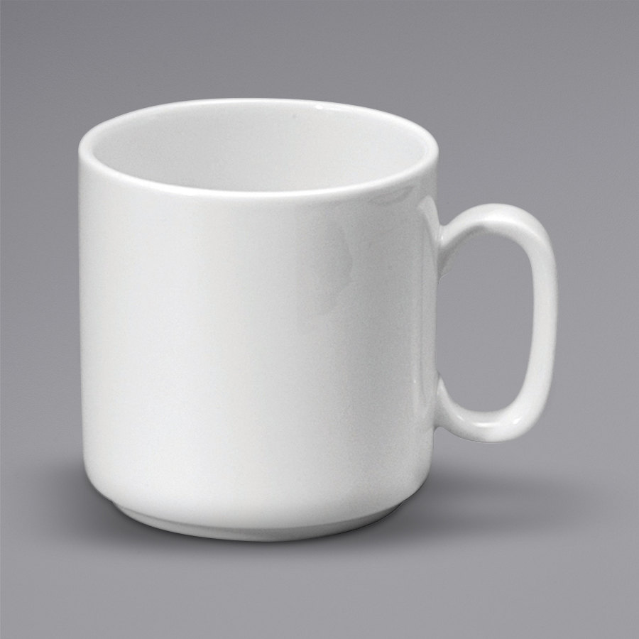 Picture of Buffalo F8010000560 9 oz Bright White Ware Stackable Rolled Edge Porcelain Mug