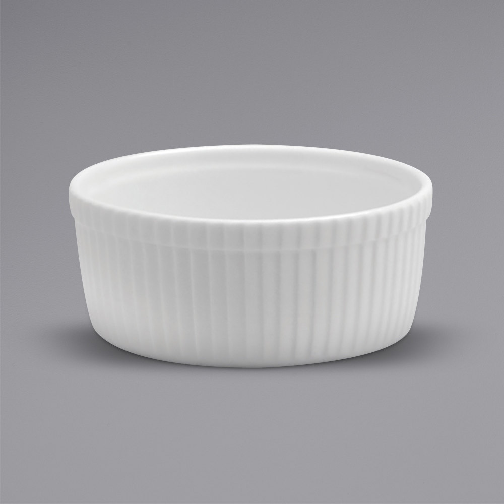 Picture of Buffalo F8010000600 5 oz Bright White Ware Fluted Porcelain Souffle Dish