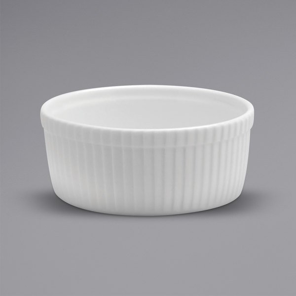Picture of Buffalo F8010000603 Ware Fluted Porcelain Souffle Dish, Bright White